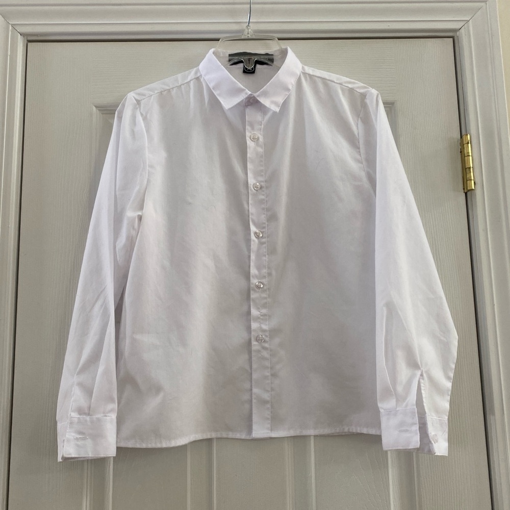 Black n Bianco Long Sleeve White Dress Shirt, Boy's Size 14, Excellent Condition